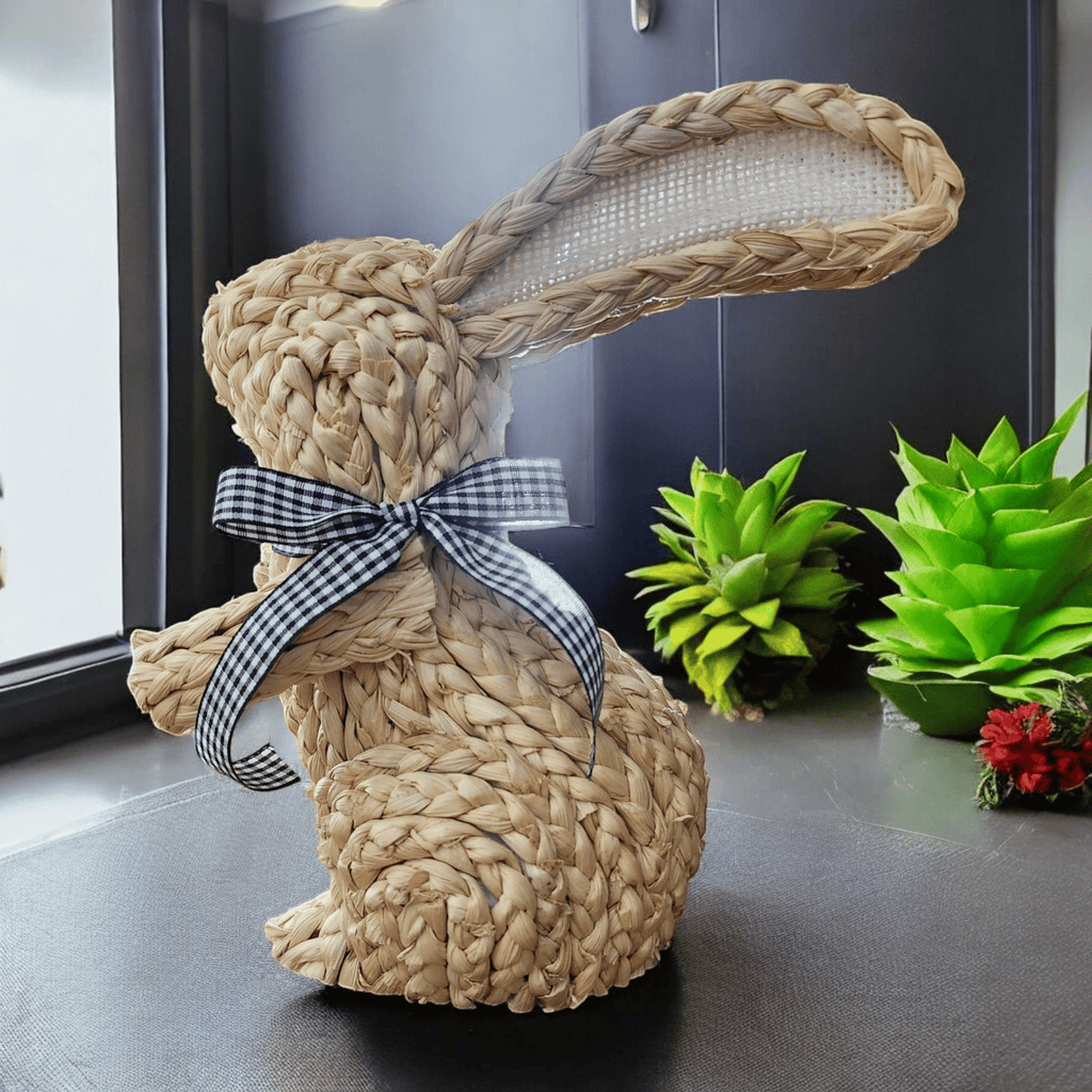 Braided Bunny Table Decoration Decorated with Ribbon - 260 Broadway Boutique