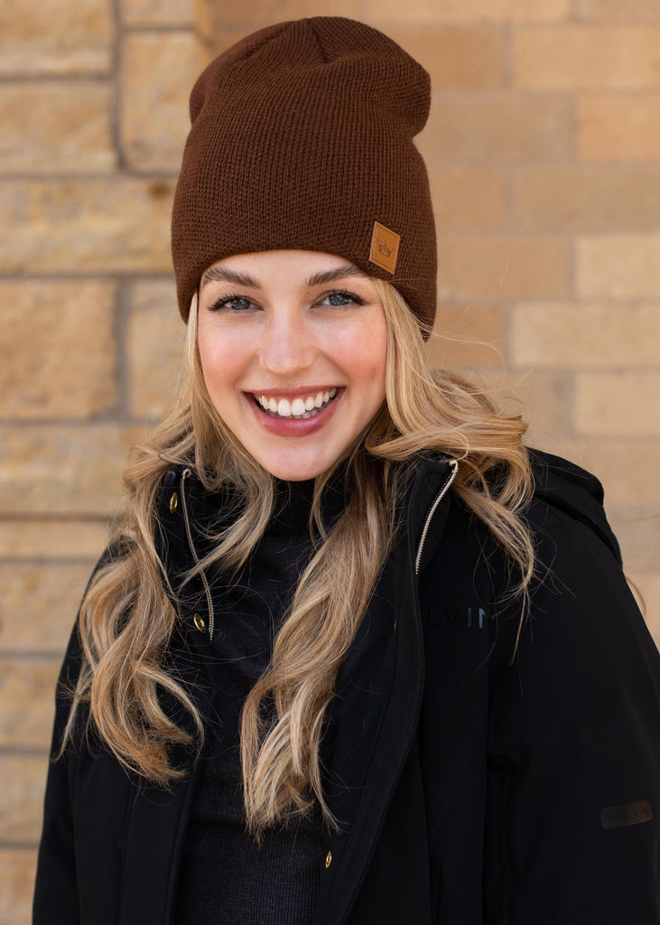 Brown Slouchy Knit Beanie - 260 Broadway Boutique