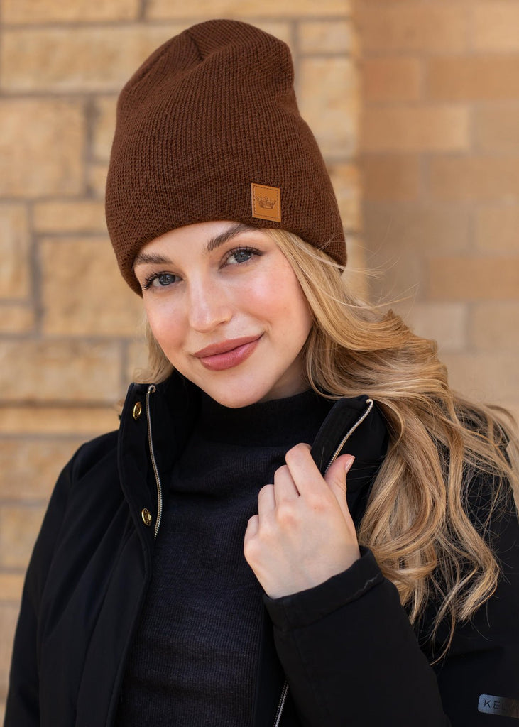 Brown Slouchy Knit Beanie - 260 Broadway Boutique