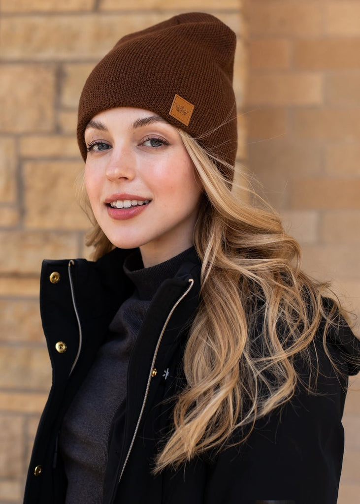 Brown Slouchy Knit Beanie - 260 Broadway Boutique