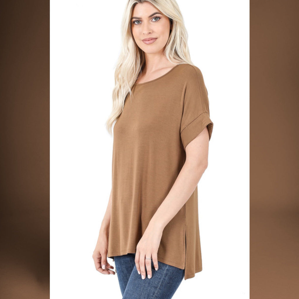 Camel Short Sleeve Top - 260 Broadway Boutique