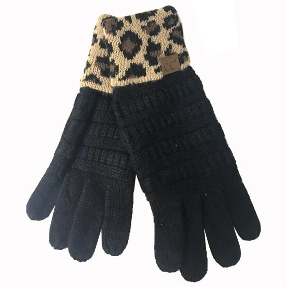 CC Gloves w/Leopard Cuff (2 Colors) - 260 Broadway Boutique