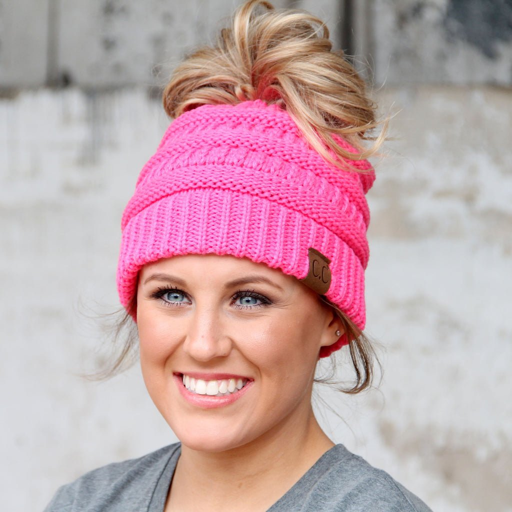 CC Messy Bun Stocking Caps (4 Colors) - 260 Broadway Boutique