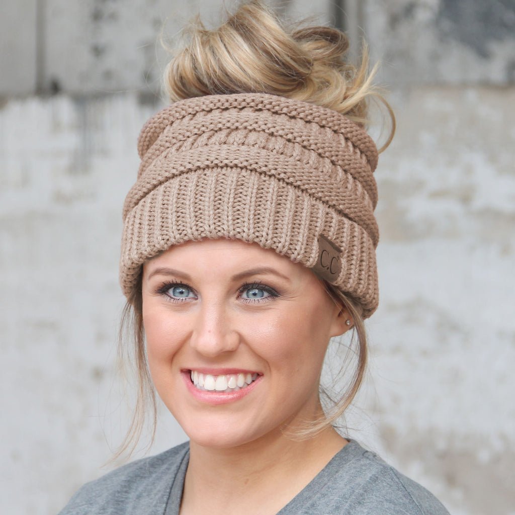 CC Messy Bun Stocking Caps (4 Colors) - 260 Broadway Boutique