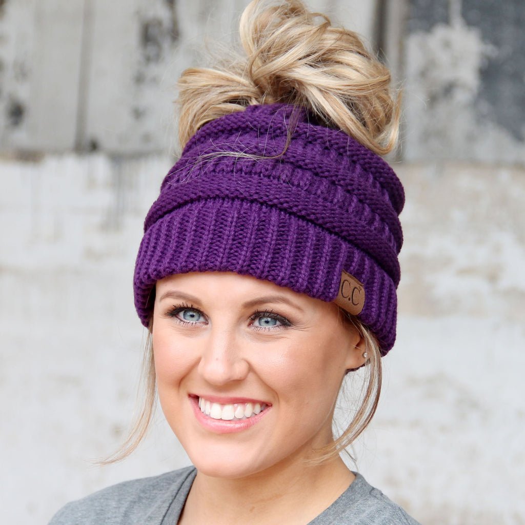 CC Messy Bun Stocking Caps (4 Colors) - 260 Broadway Boutique