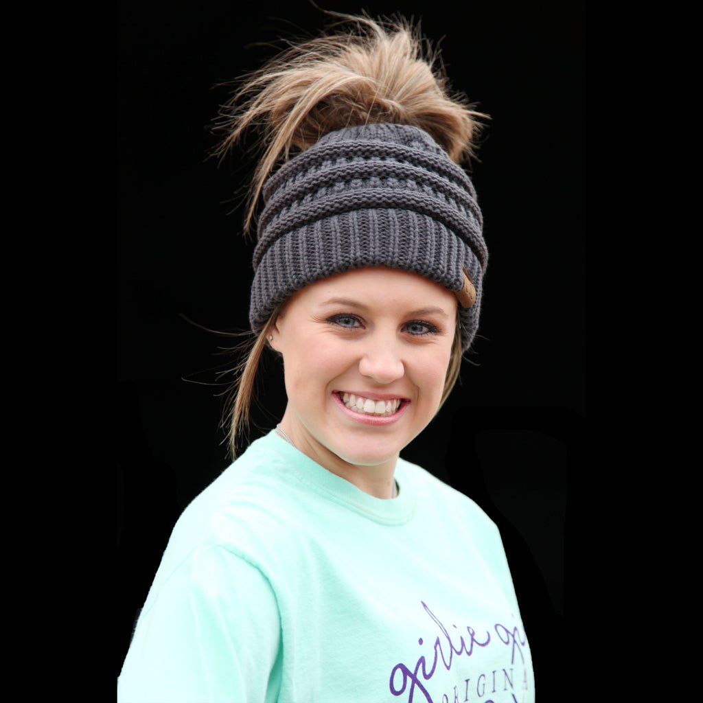 CC Messy Bun Stocking Caps (4 Colors) - 260 Broadway Boutique