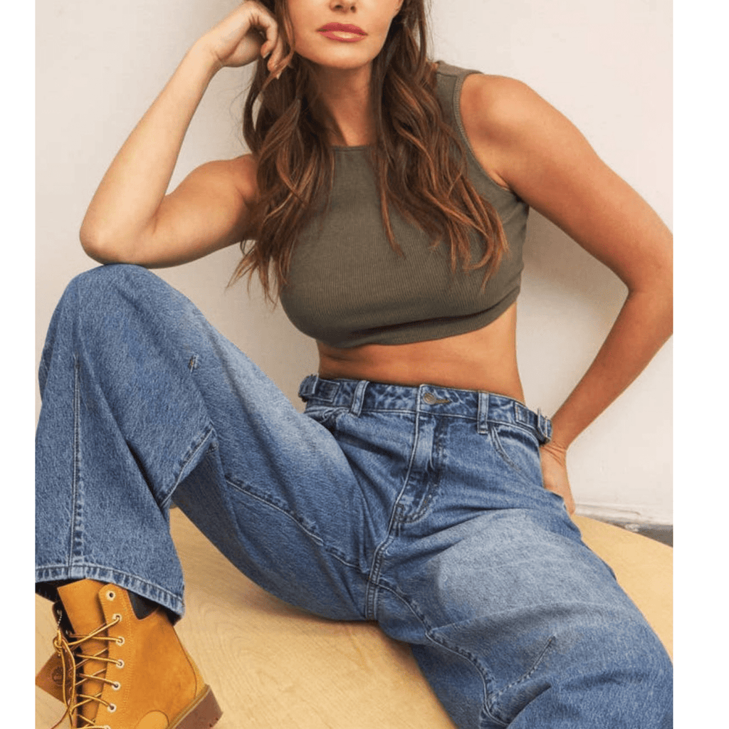 Cello Mid Waisted Barrel Leg with Side Buckle - 260 Broadway Boutique