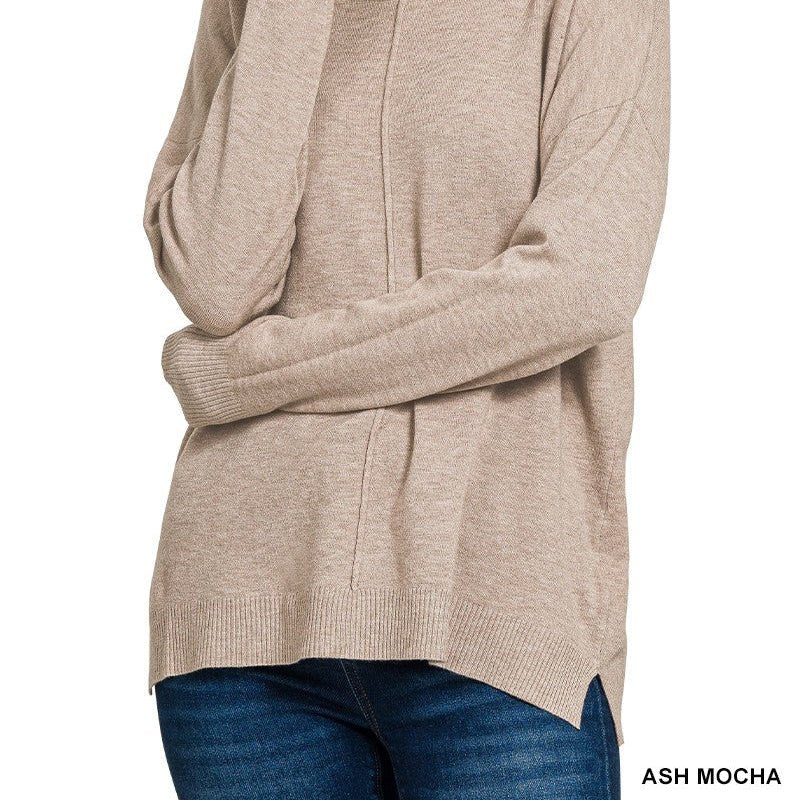 Center Seam Drop Shoulder Sweater (multiple colors) - 260 Broadway Boutique