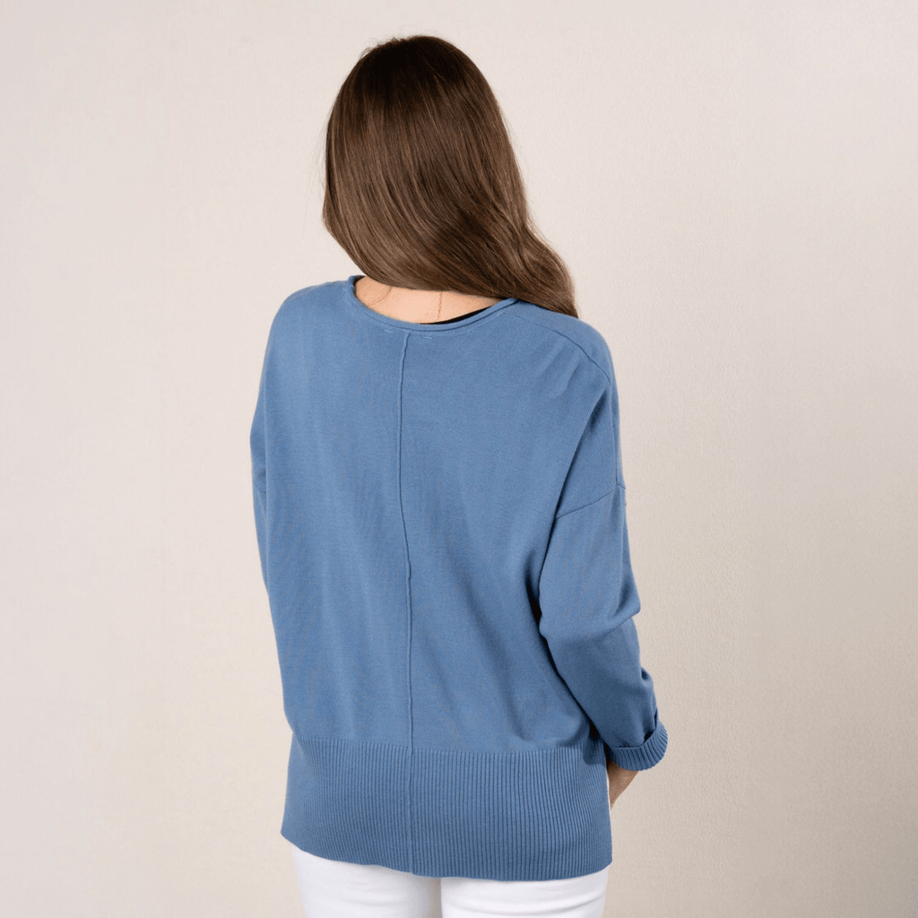 Center Seam Drop Shoulder Sweater (multiple colors) - 260 Broadway Boutique