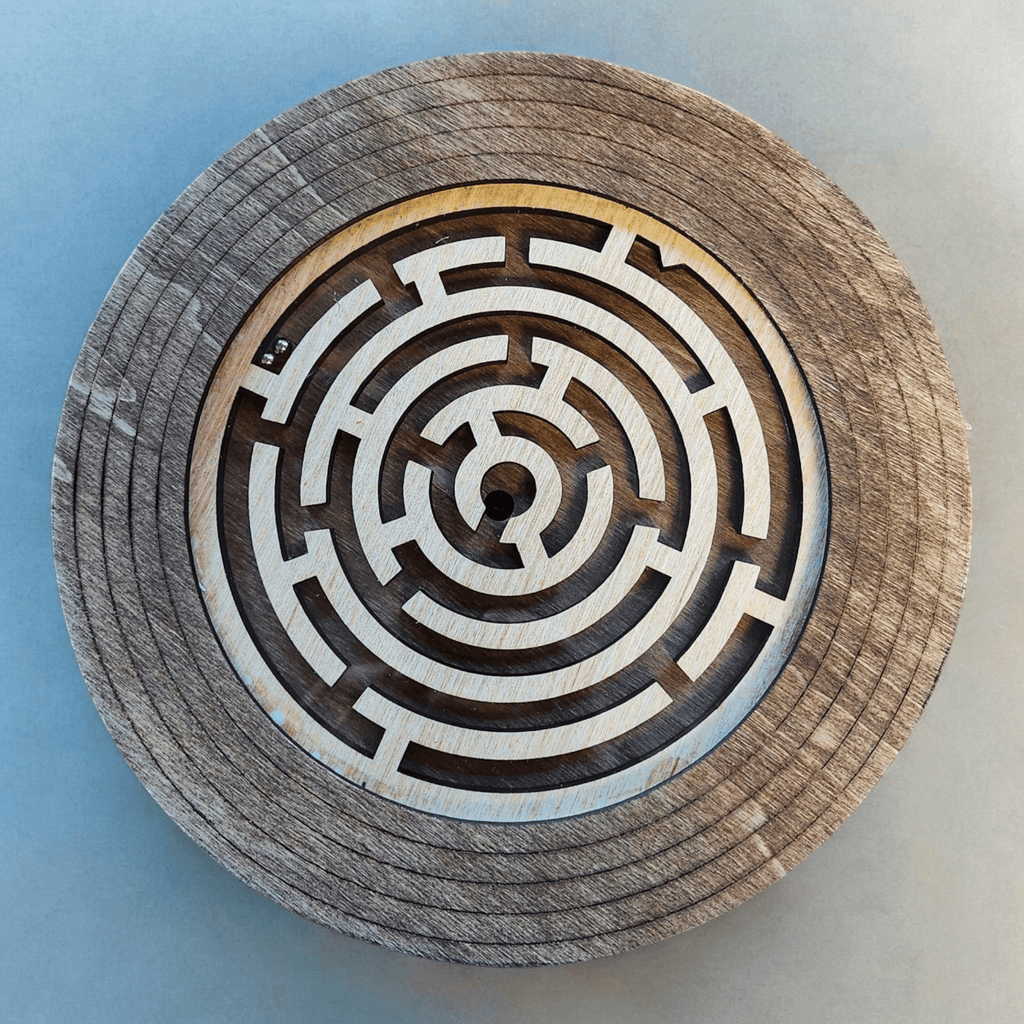 Challenging 8'' Round Wooden Labyrinth Game - 260 Broadway Boutique