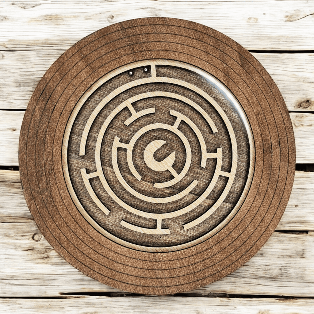 Challenging 8'' Round Wooden Labyrinth Game - 260 Broadway Boutique