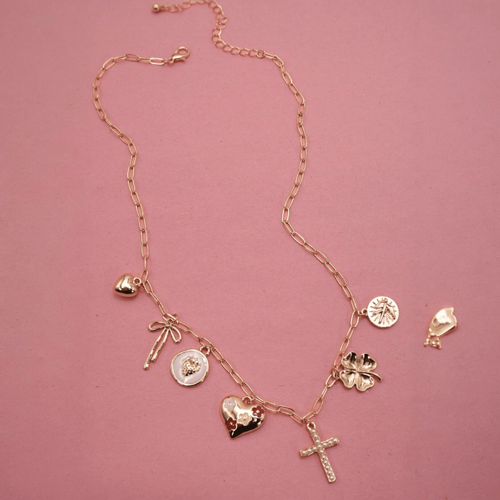 Charm Necklace - cross Clover Heart Bow - 260 Broadway Boutique
