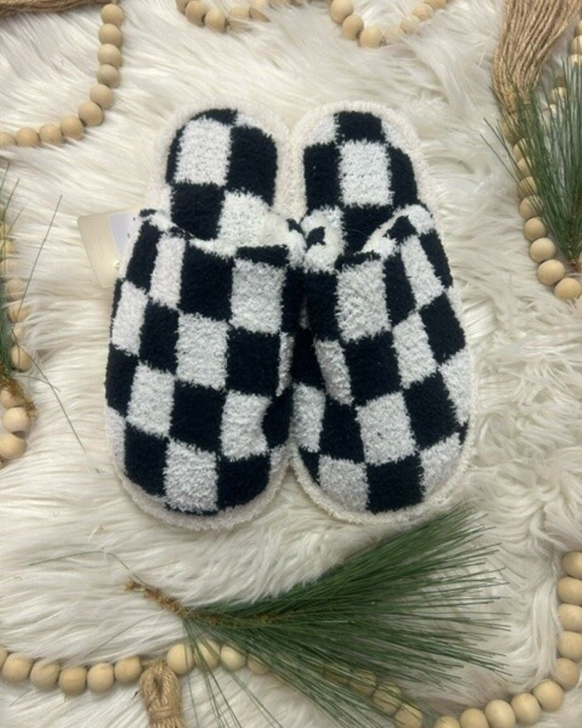 Checkered Cozy Slippers - 260 Broadway Boutique