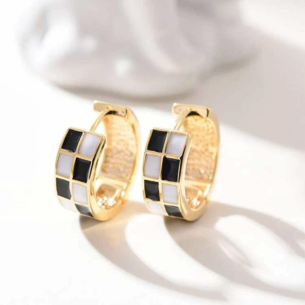 Checkered Hoop Earrings - 260 Broadway Boutique