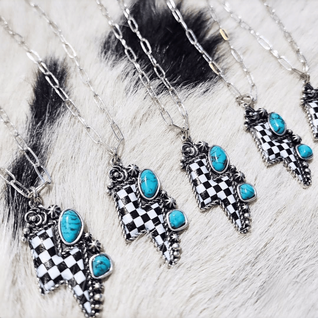 Checkered Lightning Bolt Jewelry - 260 Broadway Boutique