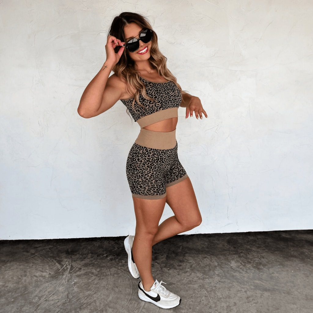 Cheeta Bra & Biker Short Set - 260 Broadway Boutique