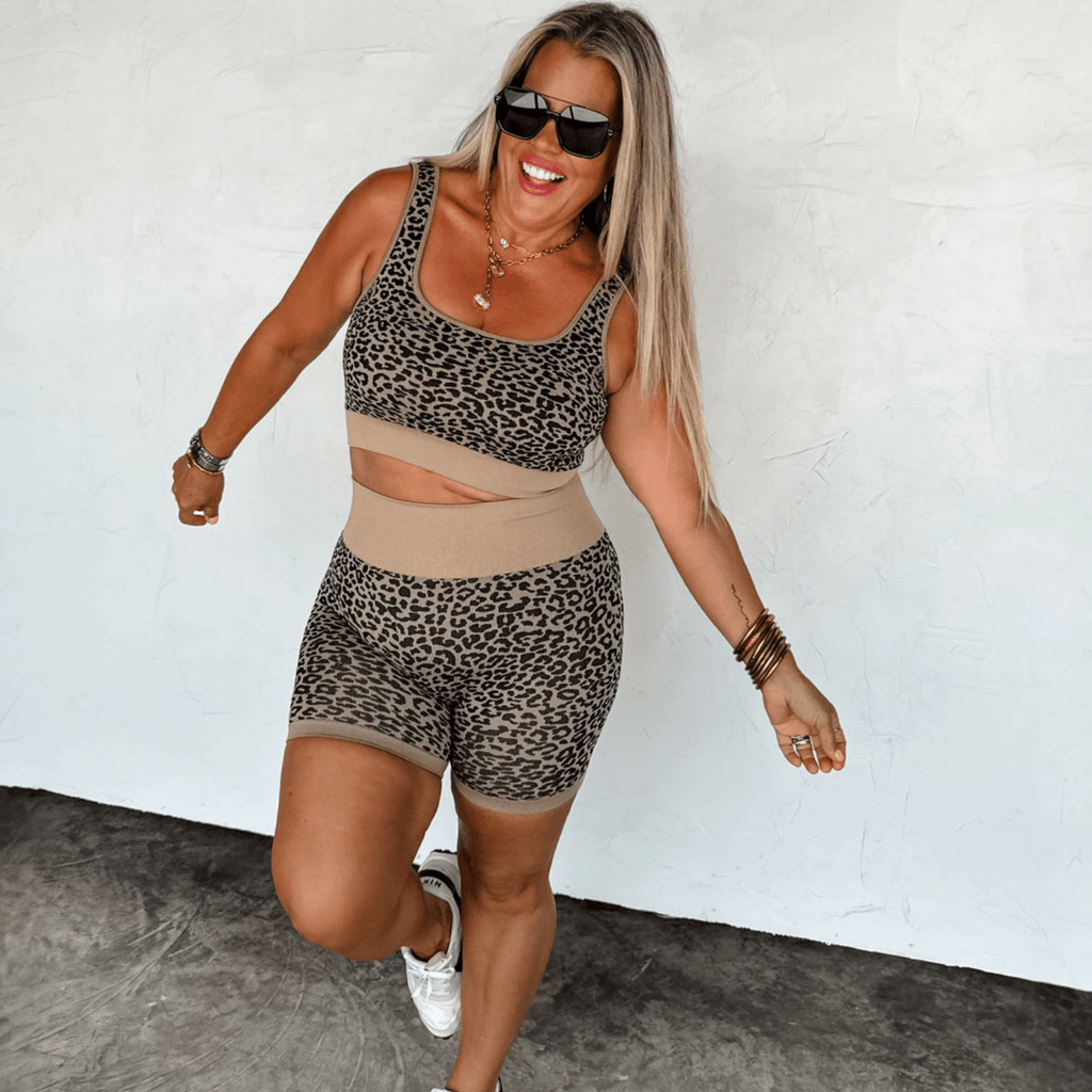 Cheeta Bra & Biker Short Set - 260 Broadway Boutique