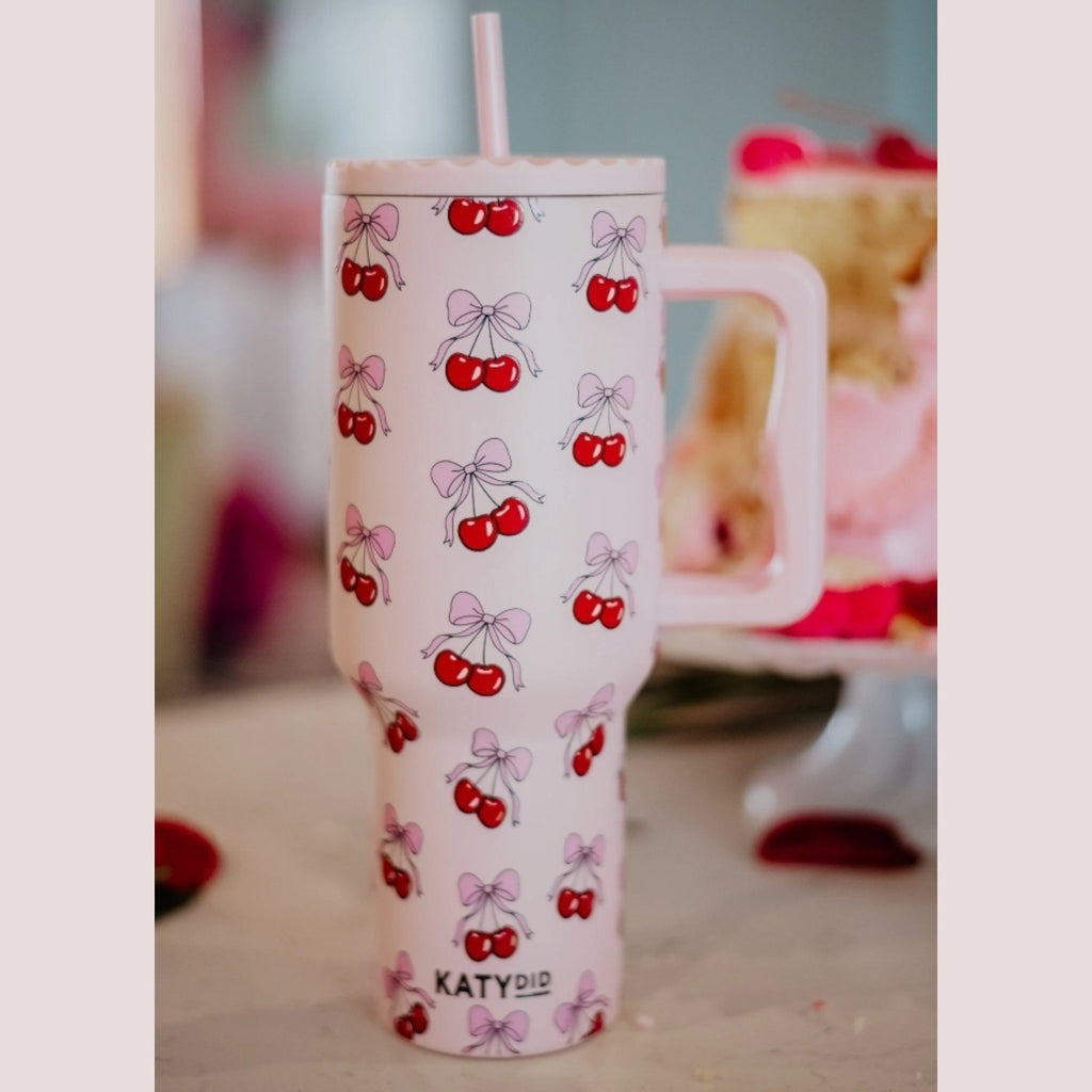 Cherry Bow Stainless Tumbler - 260 Broadway Boutique