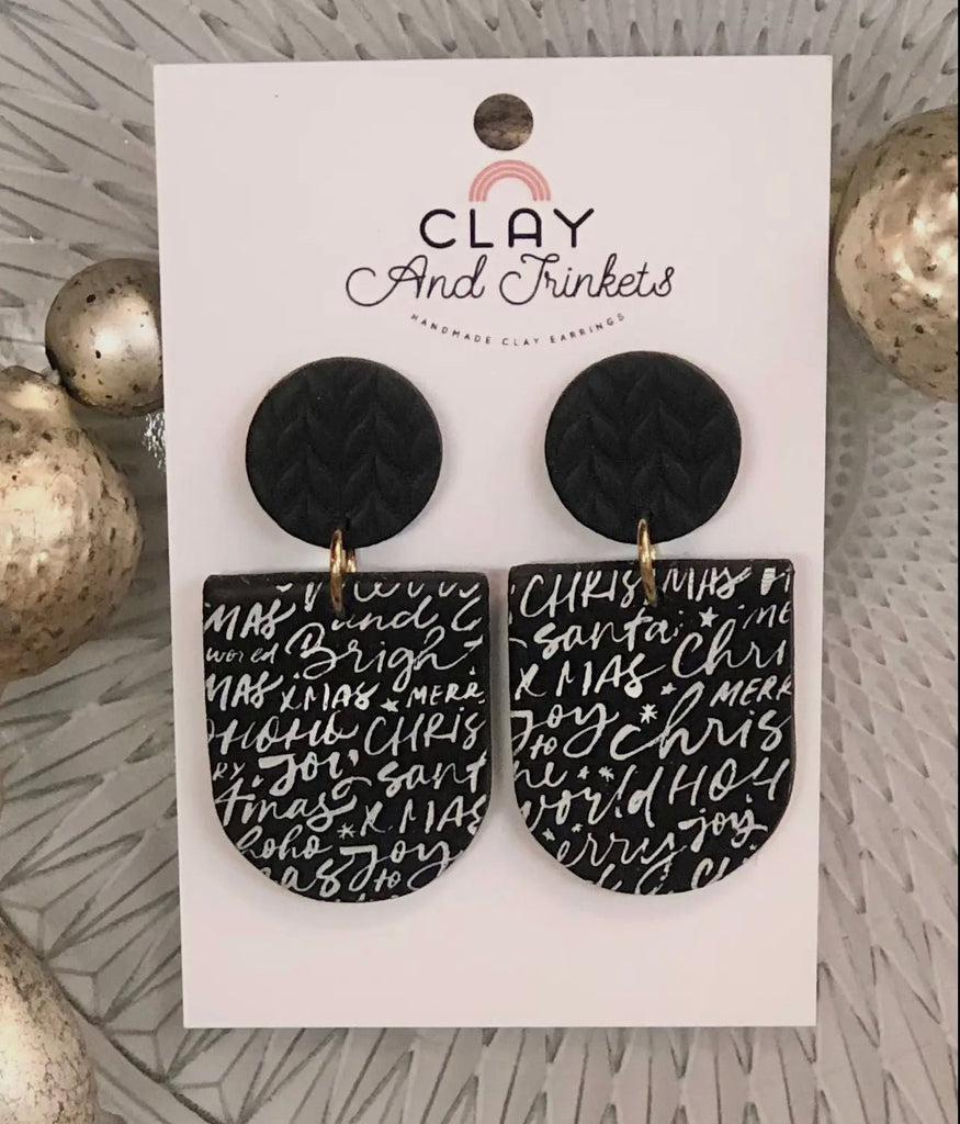 Clay Merry Christmas Dangles - 260 Broadway Boutique