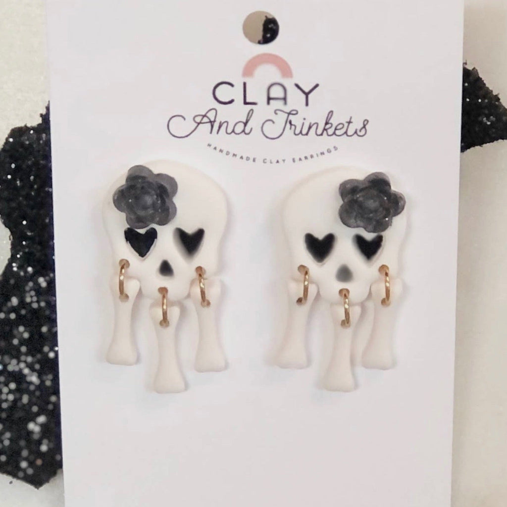 Clay Skully Bones Earrings - 260 Broadway Boutique