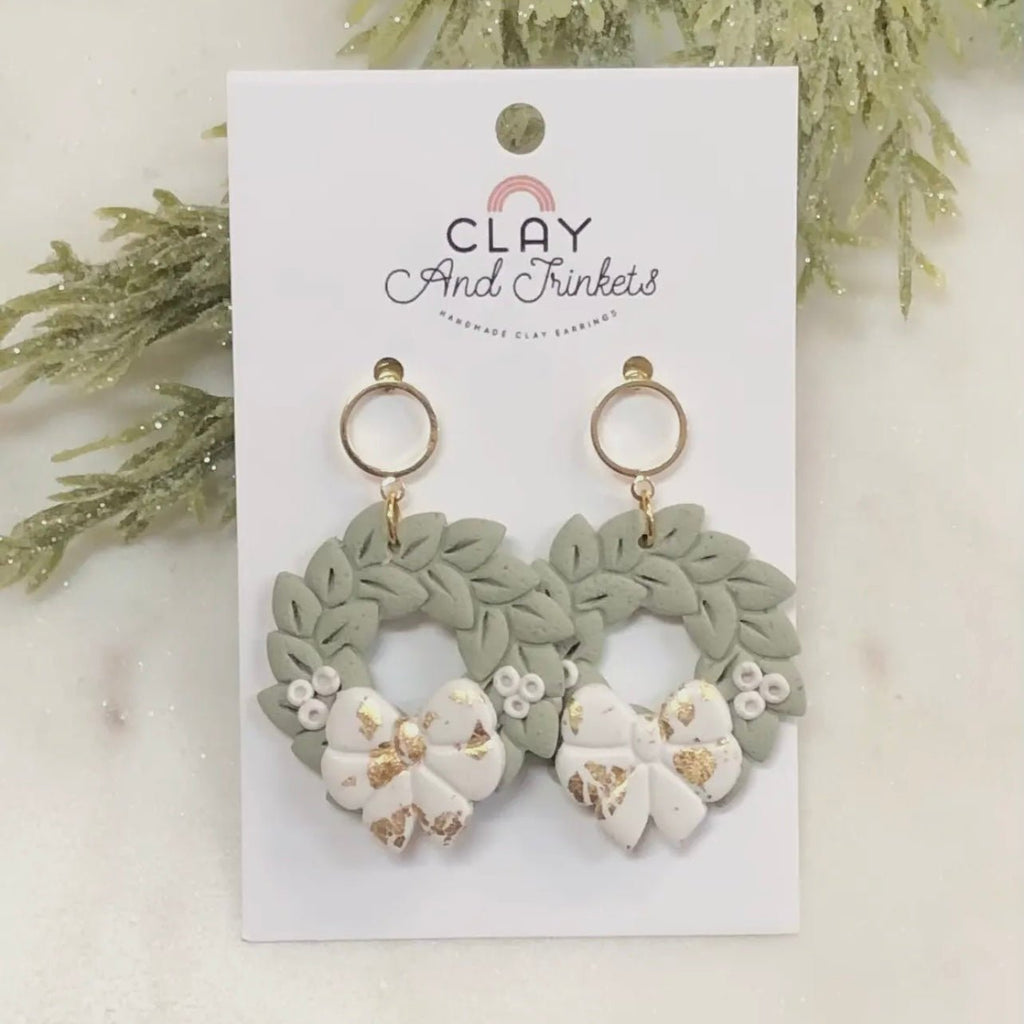 Clay Wreath Dangle - 260 Broadway Boutique