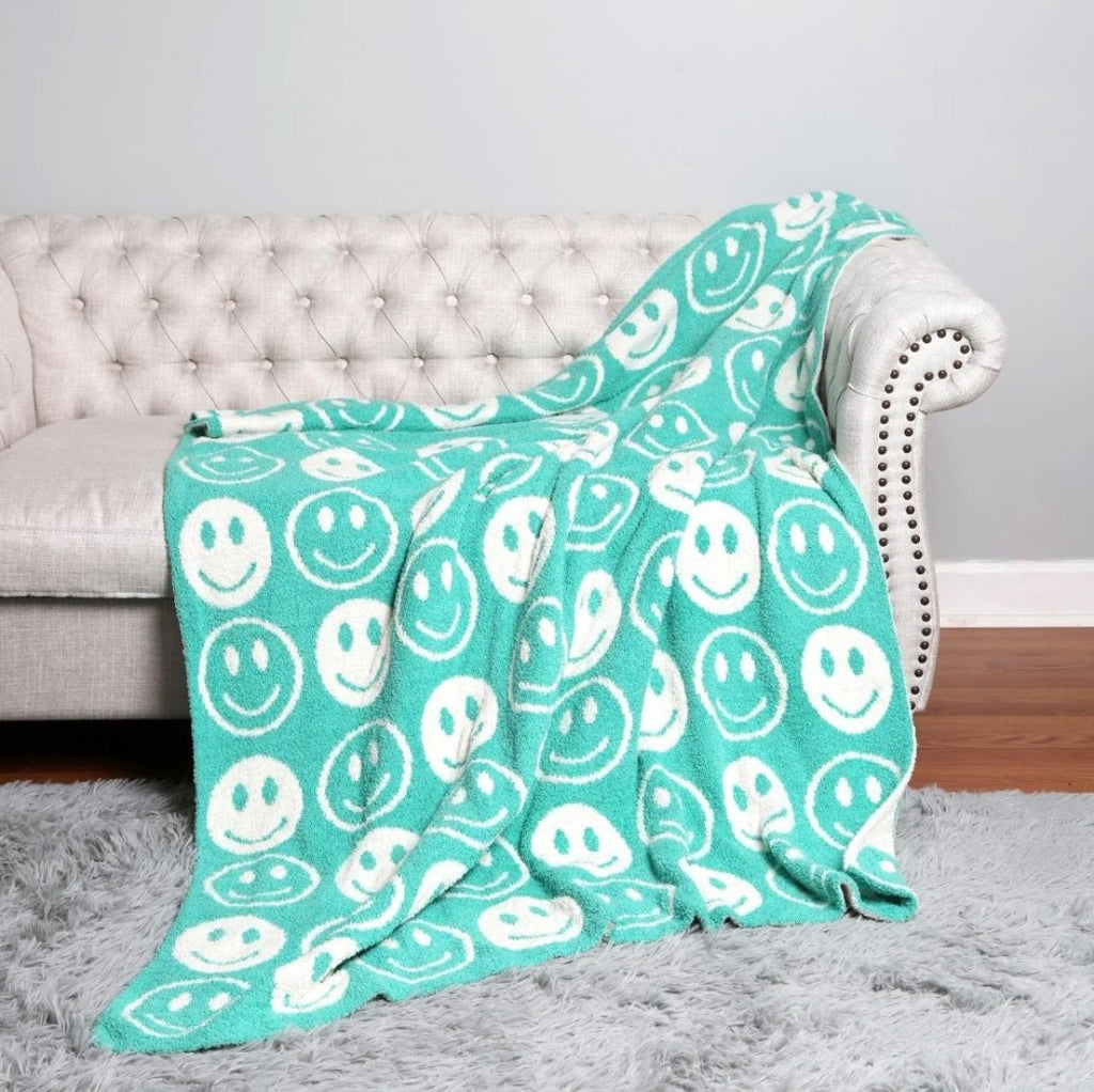 ComfyLuxe Smiley Face Reversible Blanket - 260 Broadway Boutique