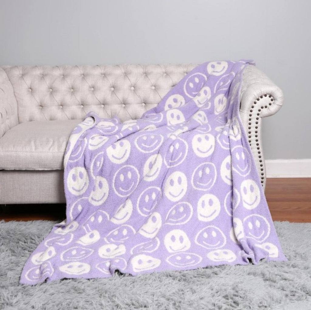 ComfyLuxe Smiley Face Reversible Blanket - 260 Broadway Boutique