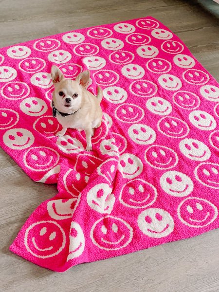 ComfyLuxe Smiley Face Reversible Blanket - 260 Broadway Boutique