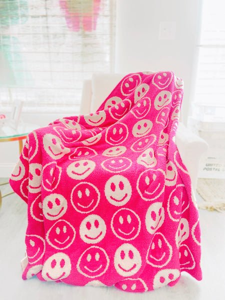 ComfyLuxe Smiley Face Reversible Blanket - 260 Broadway Boutique