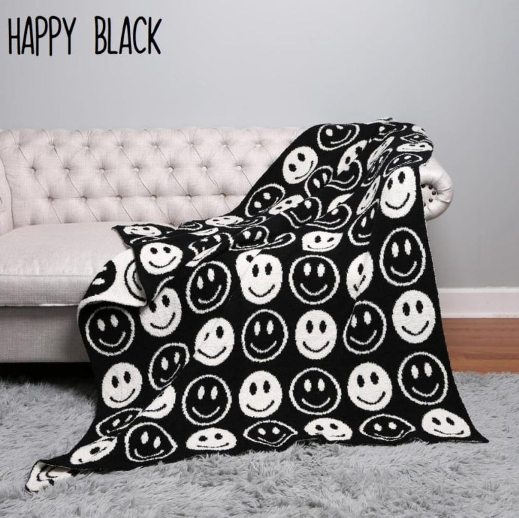 ComfyLuxe Smiley Face Reversible Blanket - 260 Broadway Boutique