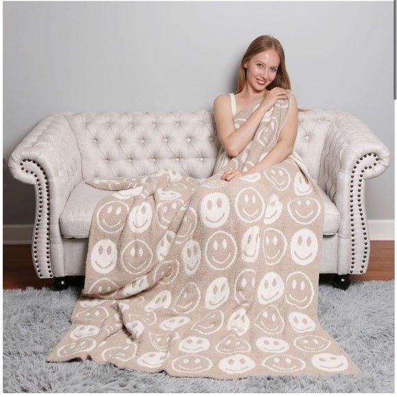 ComfyLuxe Smiley Face Reversible Blanket - 260 Broadway Boutique