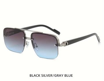 Cool Trendy Square Metal Frame Double Bridges Sunglasses - 260 Broadway Boutique