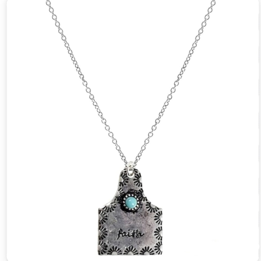 Cow Tag FAITH Necklace - 260 Broadway Boutique