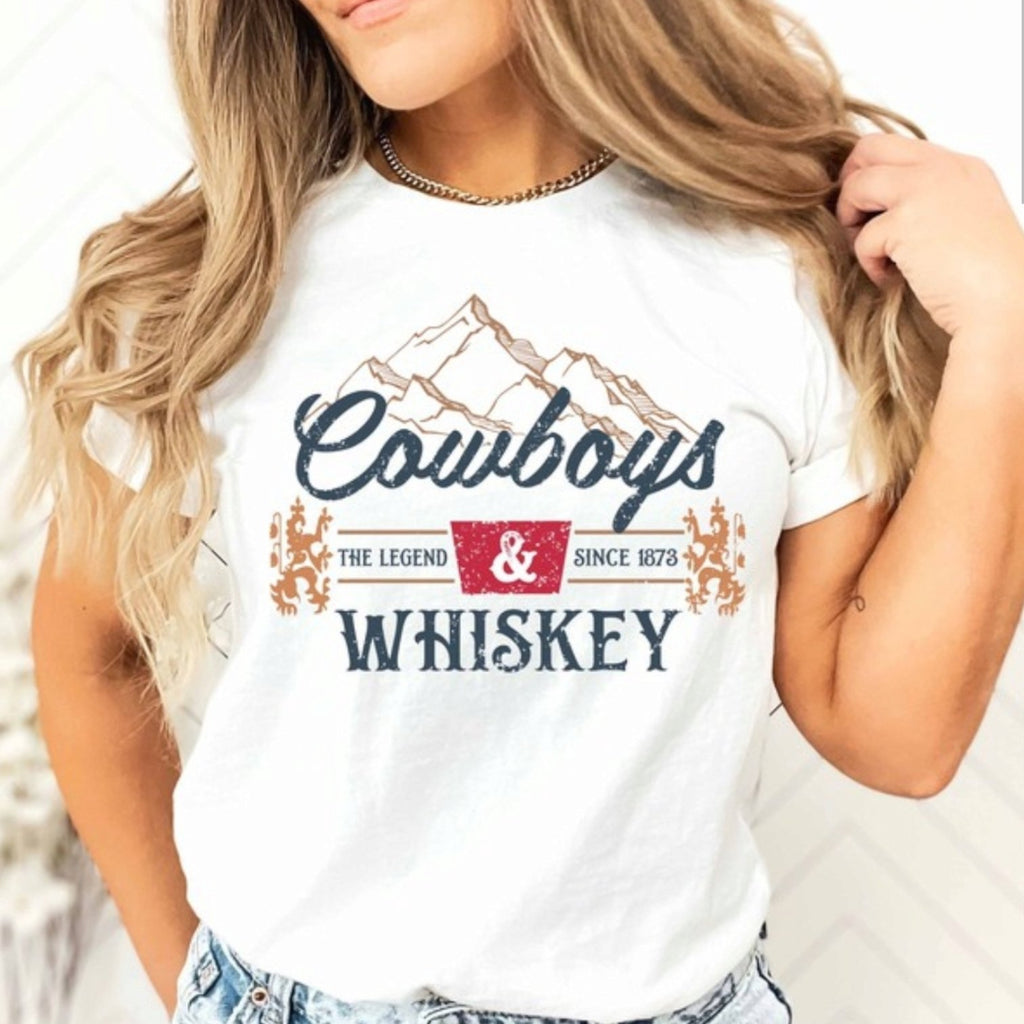 Cowboys & Whiskey Tee - 260 Broadway Boutique