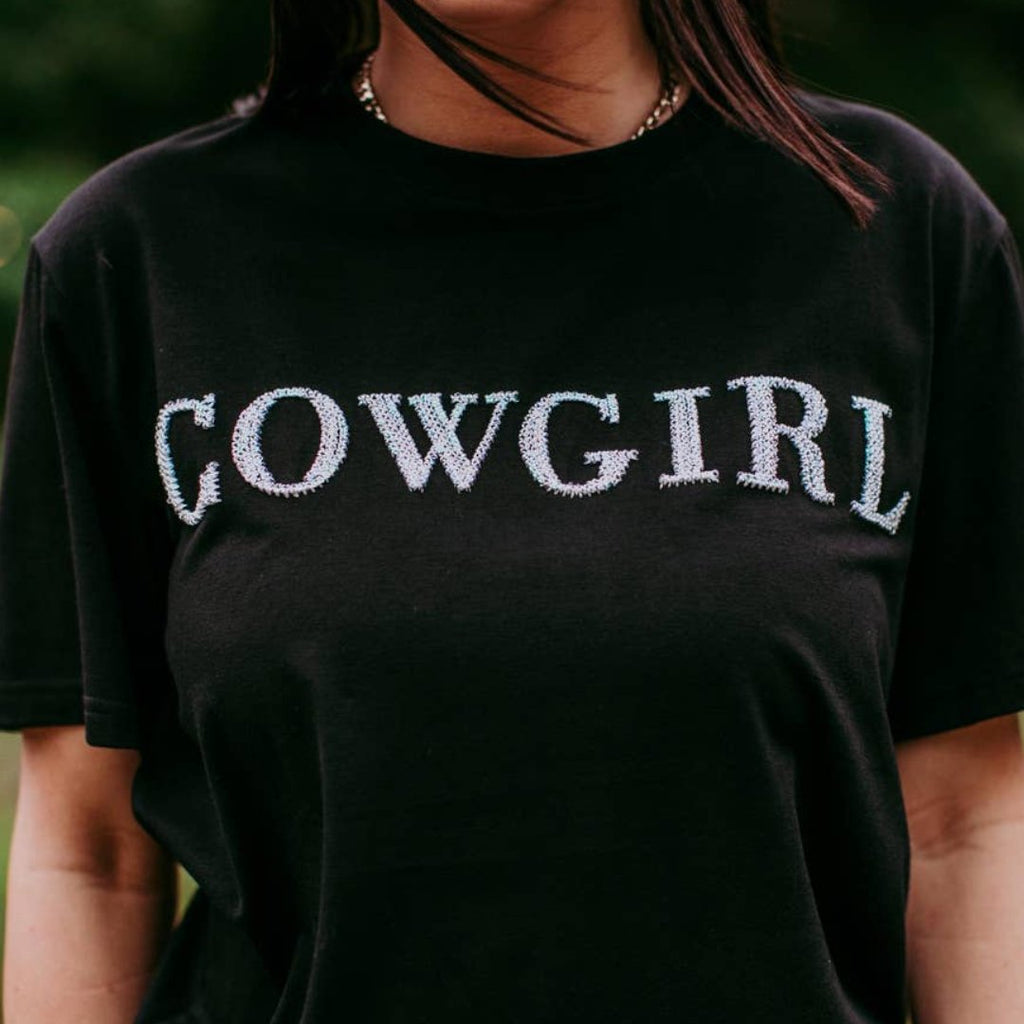 Cowgirl 3D Sequin Embroidered Tee - 260 Broadway Boutique