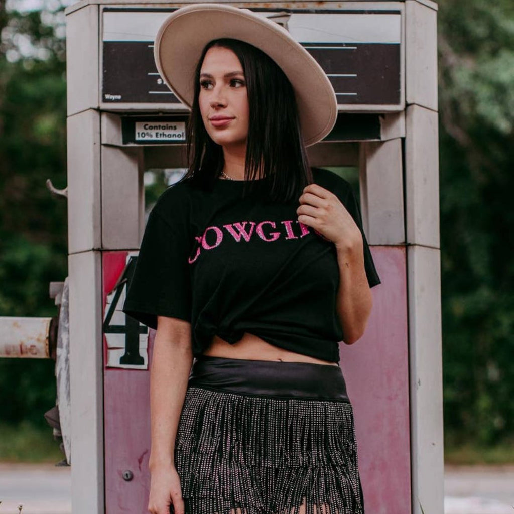 Cowgirl 3D Sequin Embroidered Tee - 260 Broadway Boutique