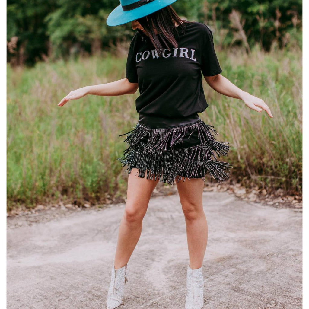 Cowgirl 3D Sequin Embroidered Tee - 260 Broadway Boutique