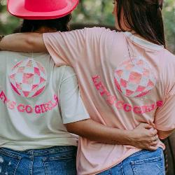 Cowgirl Hat Embroidery Tee - Pink - 260 Broadway Boutique