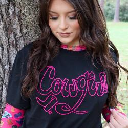 Cowgirl! Super Soft Embroidered Tee - 260 Broadway Boutique