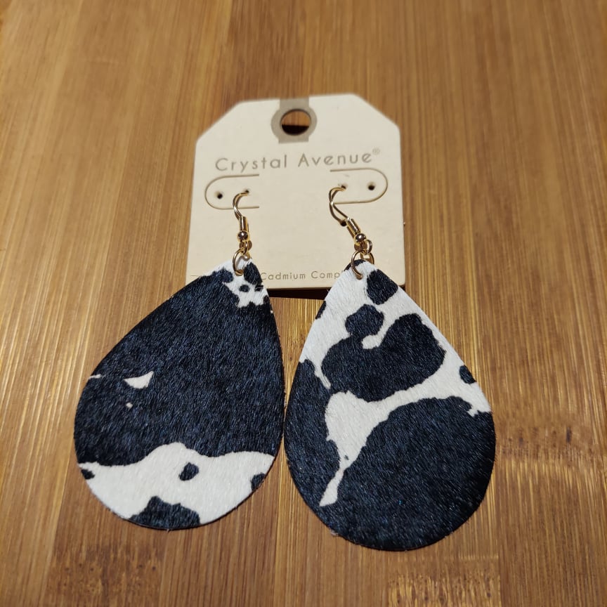 Cowhide Earrings (2 colors) - 260 Broadway Boutique