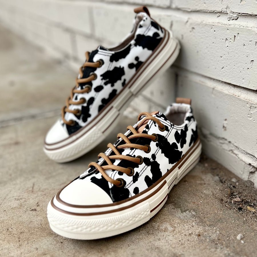 Cowprint Tennis Shoes - 260 Broadway Boutique