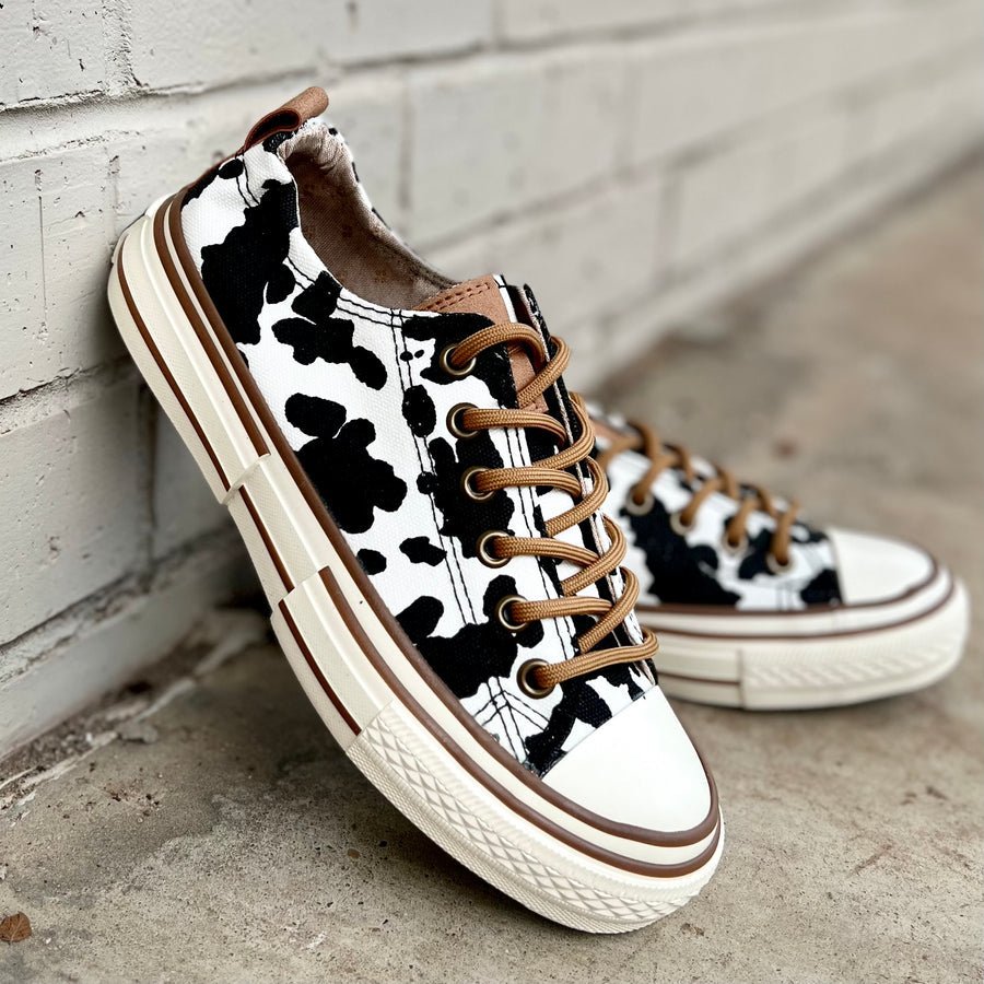 Cowprint Tennis Shoes - 260 Broadway Boutique