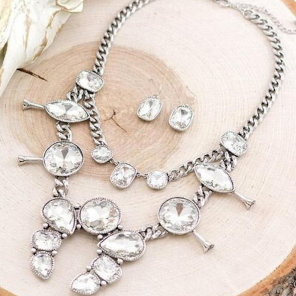 Crystal Squash Blossom Necklace Rhinestone Set - 260 Broadway Boutique