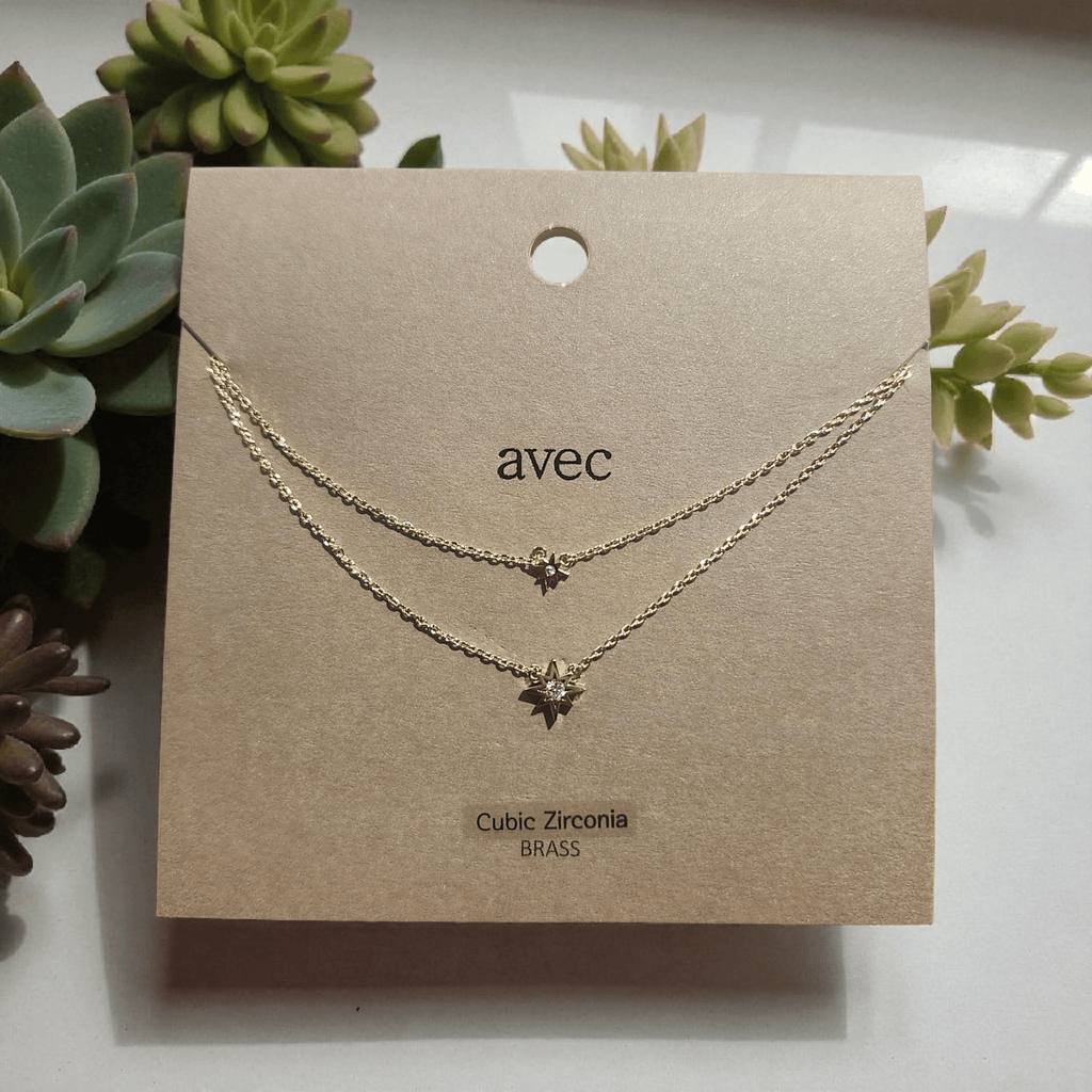 Cubic Zirconia Double Strand Star Necklace - 260 Broadway Boutique