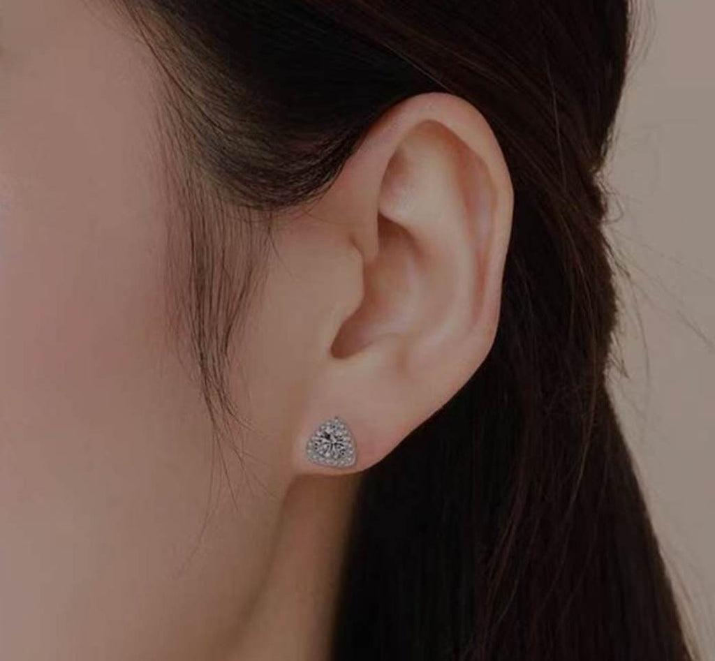 Cubic Zirconia Triangle Design Stud Earrings - 260 Broadway Boutique