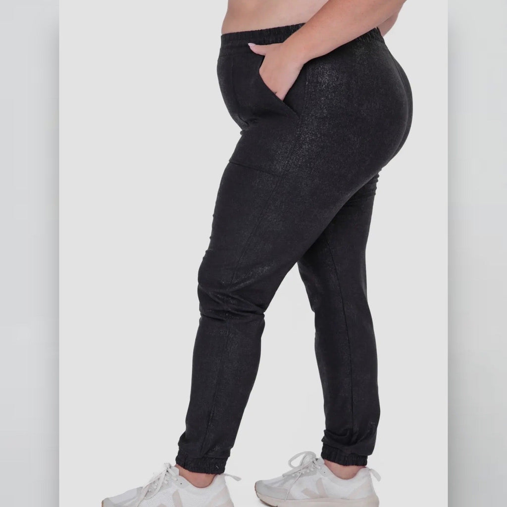 Curvy Highwaist Foil Joggers - 260 Broadway Boutique