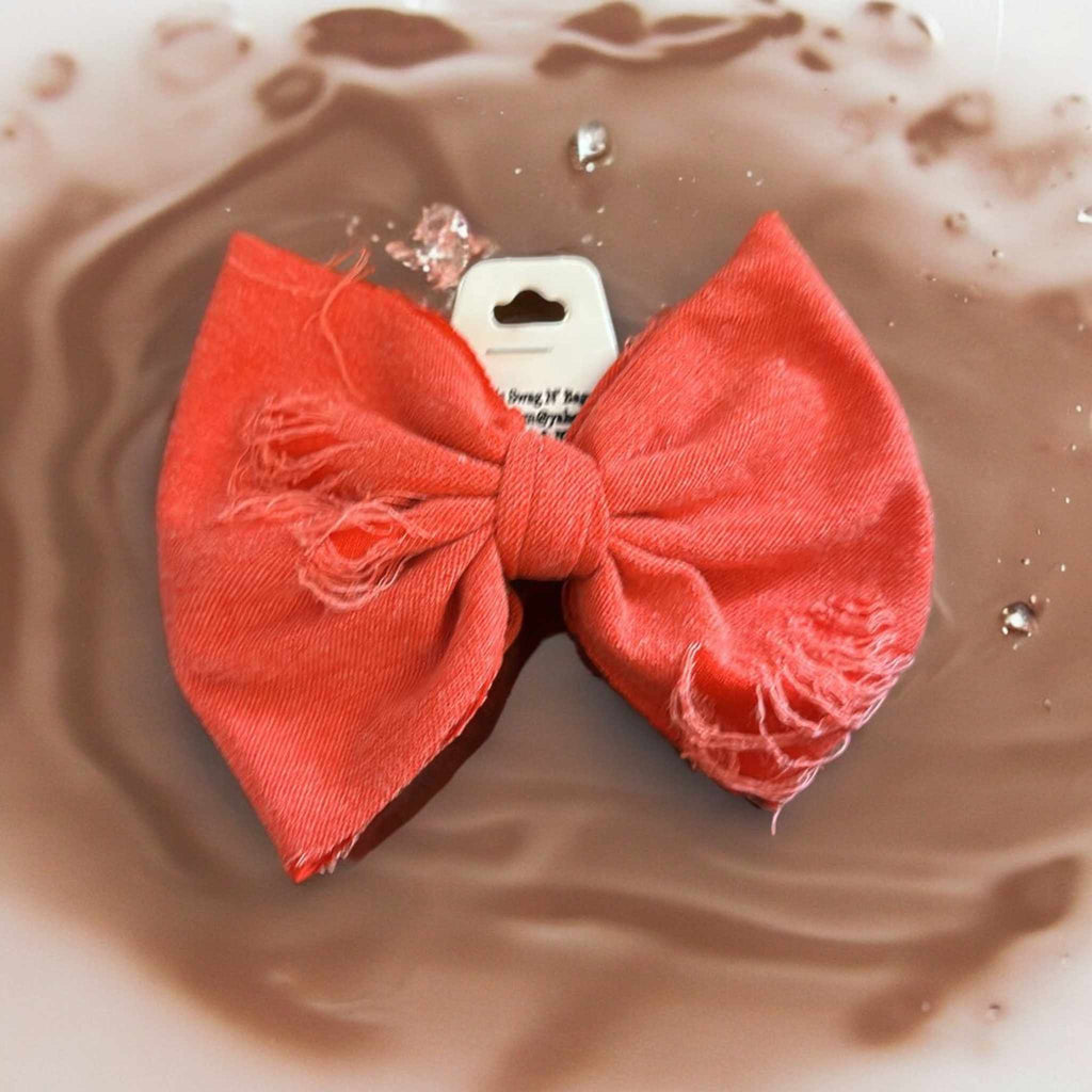 Distressed Red Hair Bow - 260 Broadway Boutique