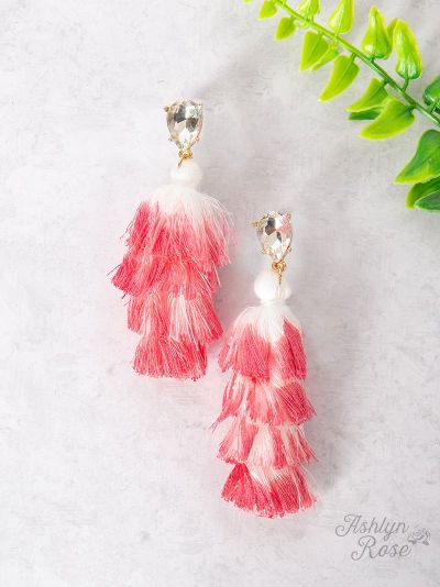 Elegantly Simple Tassel Earrings, Red - 260 Broadway Boutique