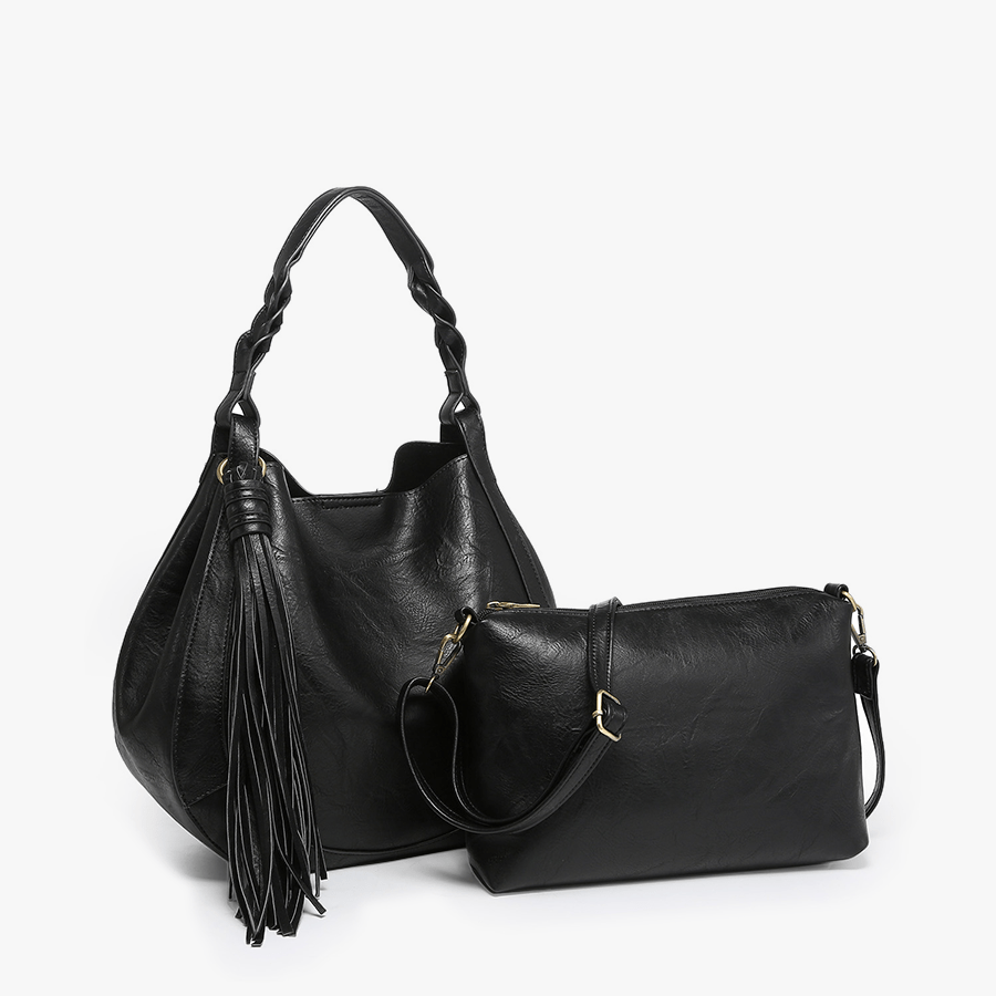 Eloise Large Tassel Hobo w/ Braided Handle - 260 Broadway Boutique