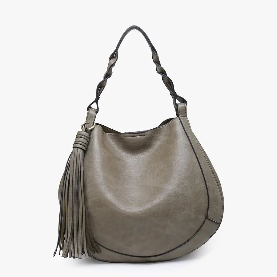 Eloise Large Tassel Hobo w/ Braided Handle - 260 Broadway Boutique